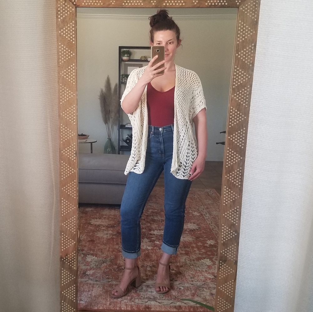 American Eagle Short Sleeve Crochet Cardi